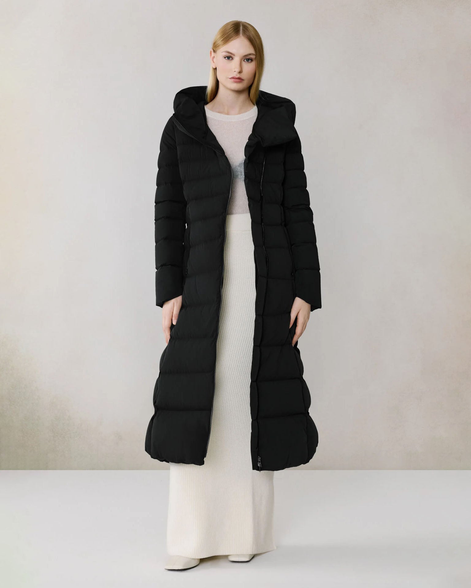 *COMING SOON* JUDY-L ASYMMETRIC STRETCH DOWN MAXI COAT