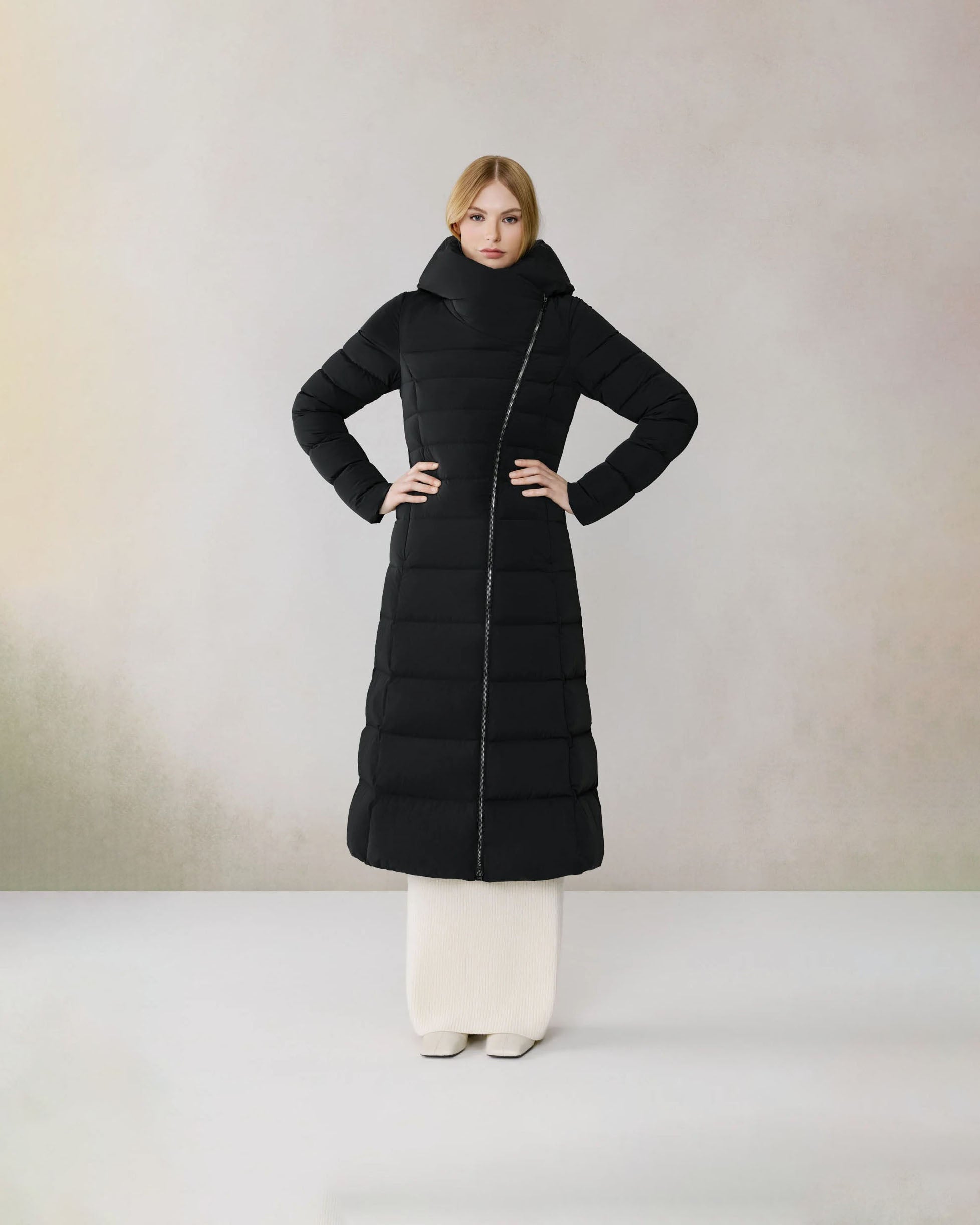 *COMING SOON* JUDY-L ASYMMETRIC STRETCH DOWN MAXI COAT