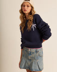 BRANDON PALM TREE EMBROIDERED PULLOVER