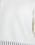 STRIPE CONTRAST TRIM MOCK NECK SWEATER