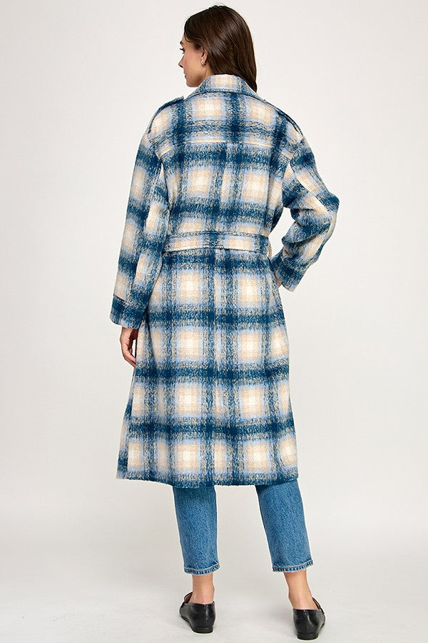 PLAID BELTED COAT