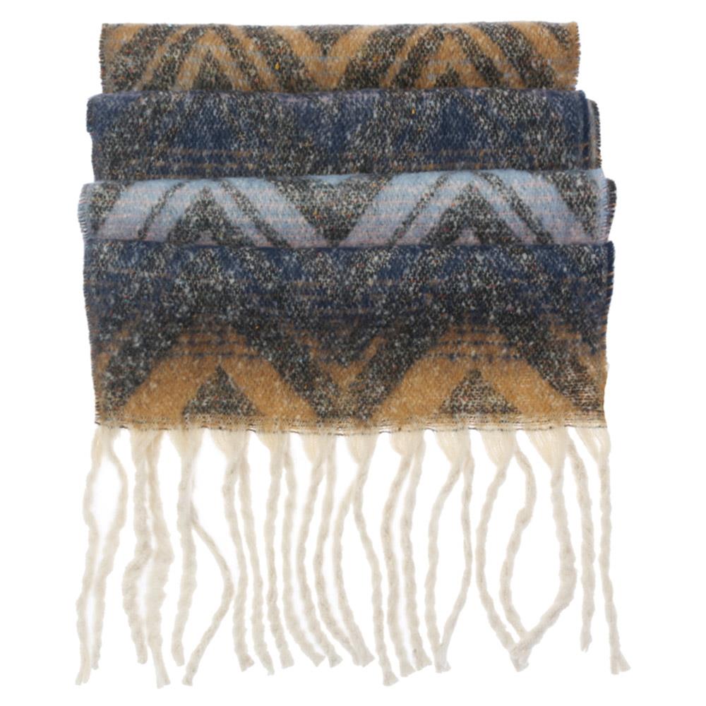 CHEVRON &amp; TASSEL PLUSH SCARF