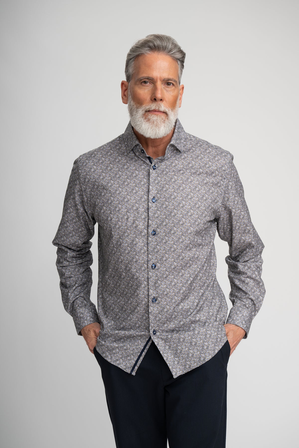 LEAVES PRINT TWILL SHIRT