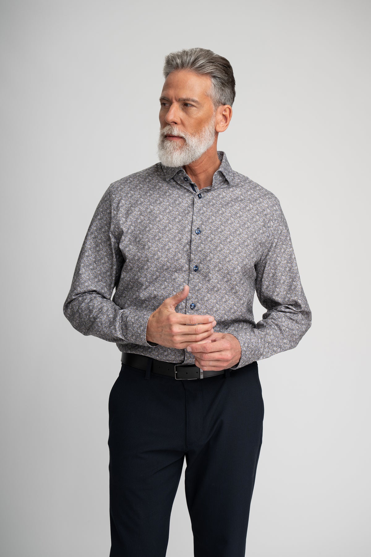 LEAVES PRINT TWILL SHIRT