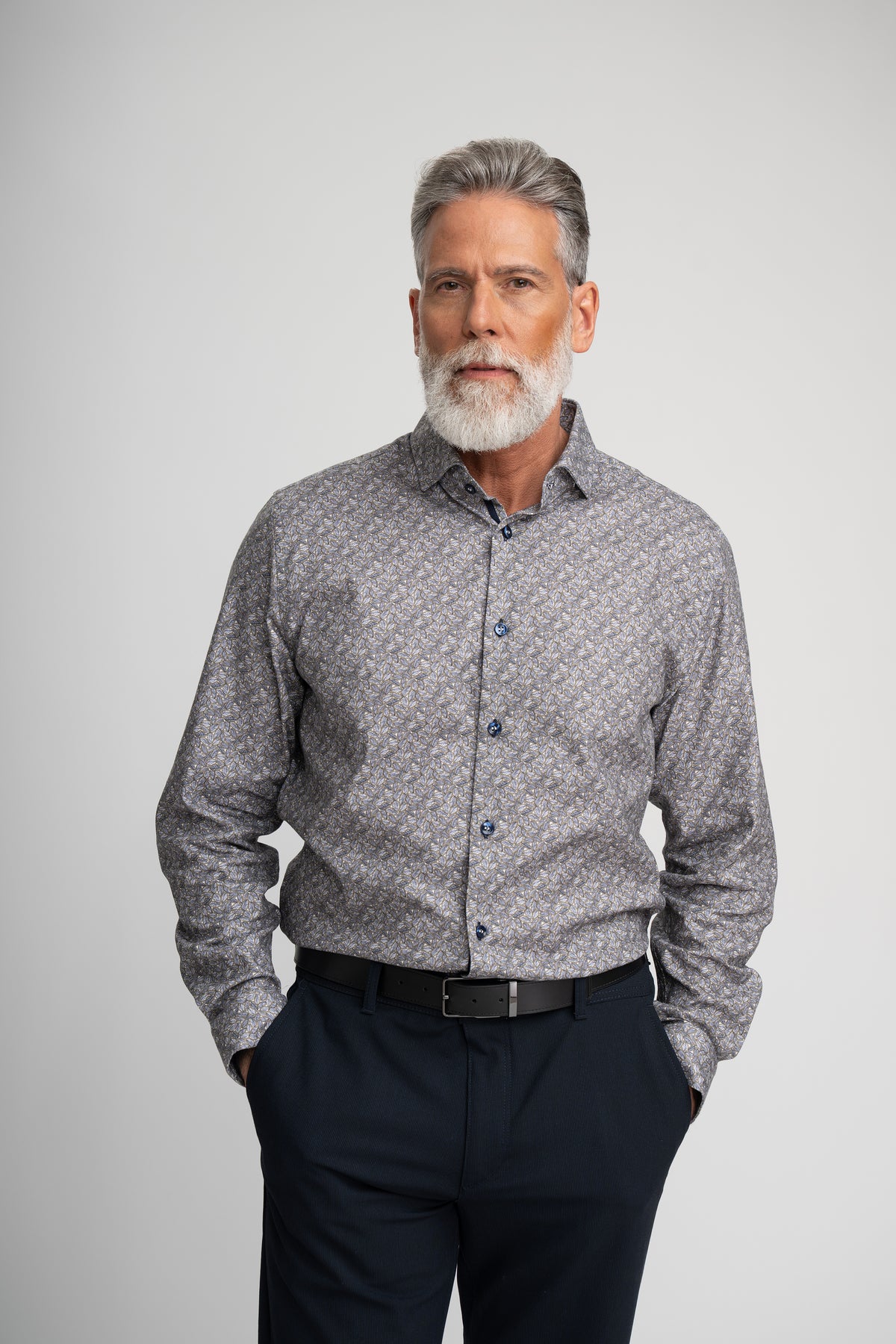 LEAVES PRINT TWILL SHIRT
