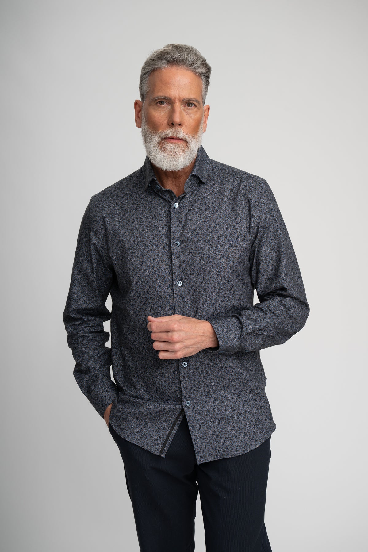 LEAVES PRINT TWILL SHIRT