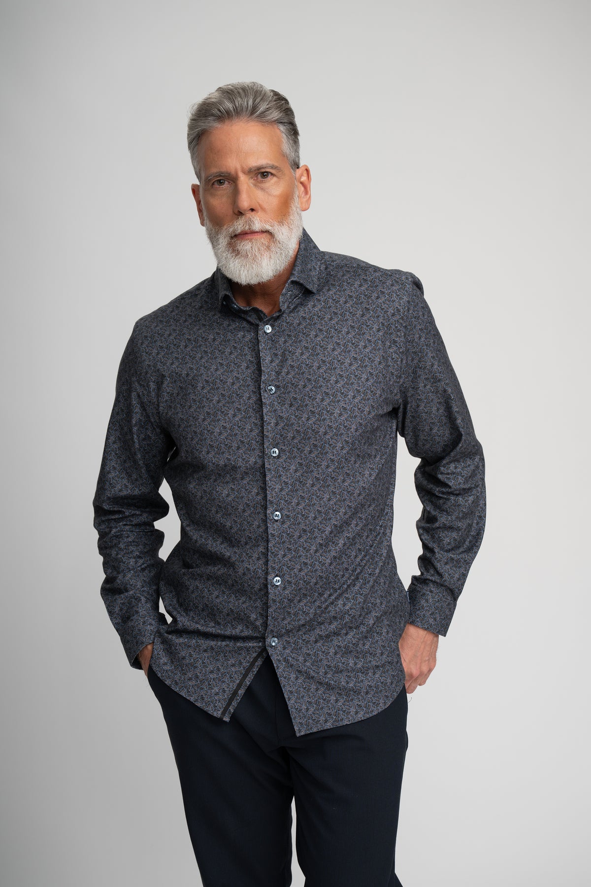 LEAVES PRINT TWILL SHIRT
