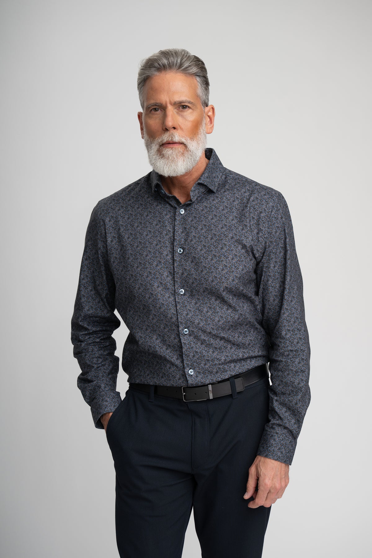 LEAVES PRINT TWILL SHIRT