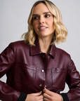 LEFEI RF SNAP FRONT BONDED LEATHER JACKET