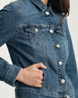 SAMANTHA DARK BRUSHED FLEX BLUE JEAN JACKET