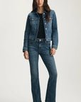 SAMANTHA DARK BRUSHED FLEX BLUE JEAN JACKET