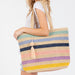 RAINBOW STRIPE STRAW TOTE WITH TASSEL