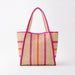 TRIMMED STRIPED STRAW TOTE BAG