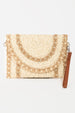 CONTRAST STITCH CURVED FLAP CLUTCH