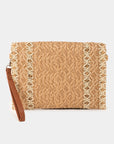 CONTRAST STITCH CURVED FLAP CLUTCH