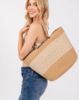 BRAIDED PANEL TOTE BAG