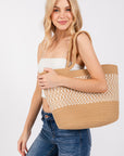 BRAIDED PANEL TOTE BAG