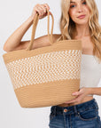 BRAIDED PANEL TOTE BAG