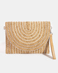 CORD ACCENT STRIPE CURVED FLAP CLUTCH