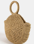 RING HANDLE STRAW HANDBAG