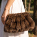 FAUX FUR RUCHED HANDBAG
