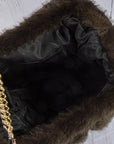 FAUX FUR RUCHED HANDBAG