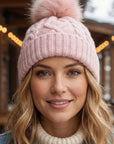 DIAMOND KNIT POMPOM TOQUE