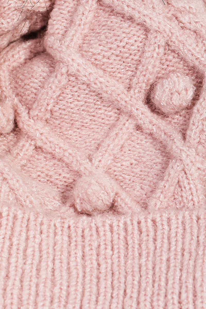 DIAMOND KNIT POMPOM TOQUE