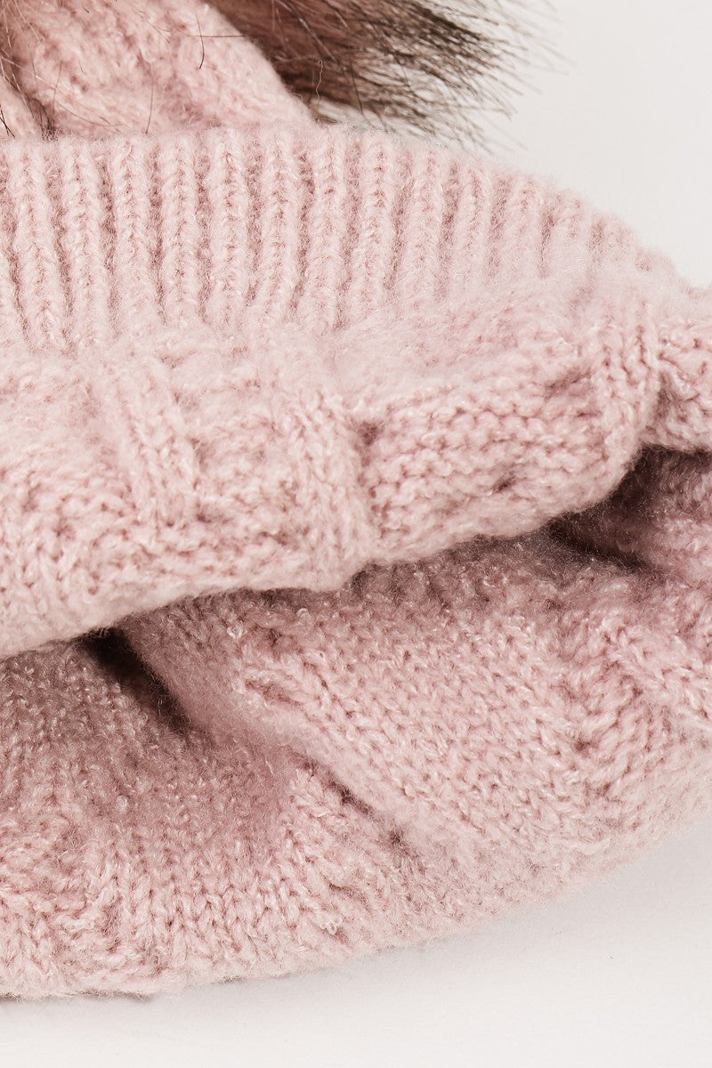 DIAMOND KNIT POMPOM TOQUE