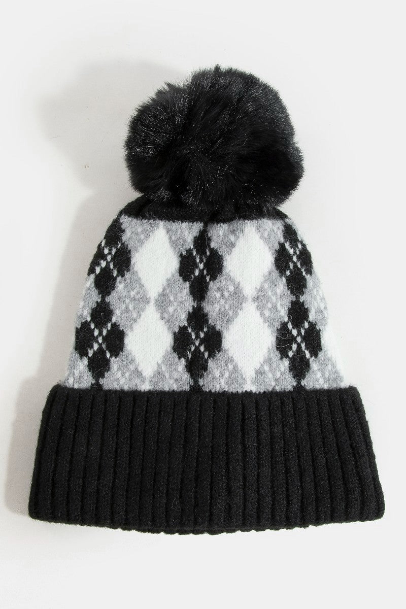 ARGYLE POMPOM TOQUE