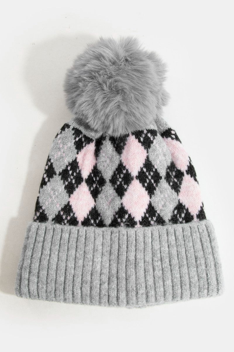 ARGYLE POMPOM TOQUE