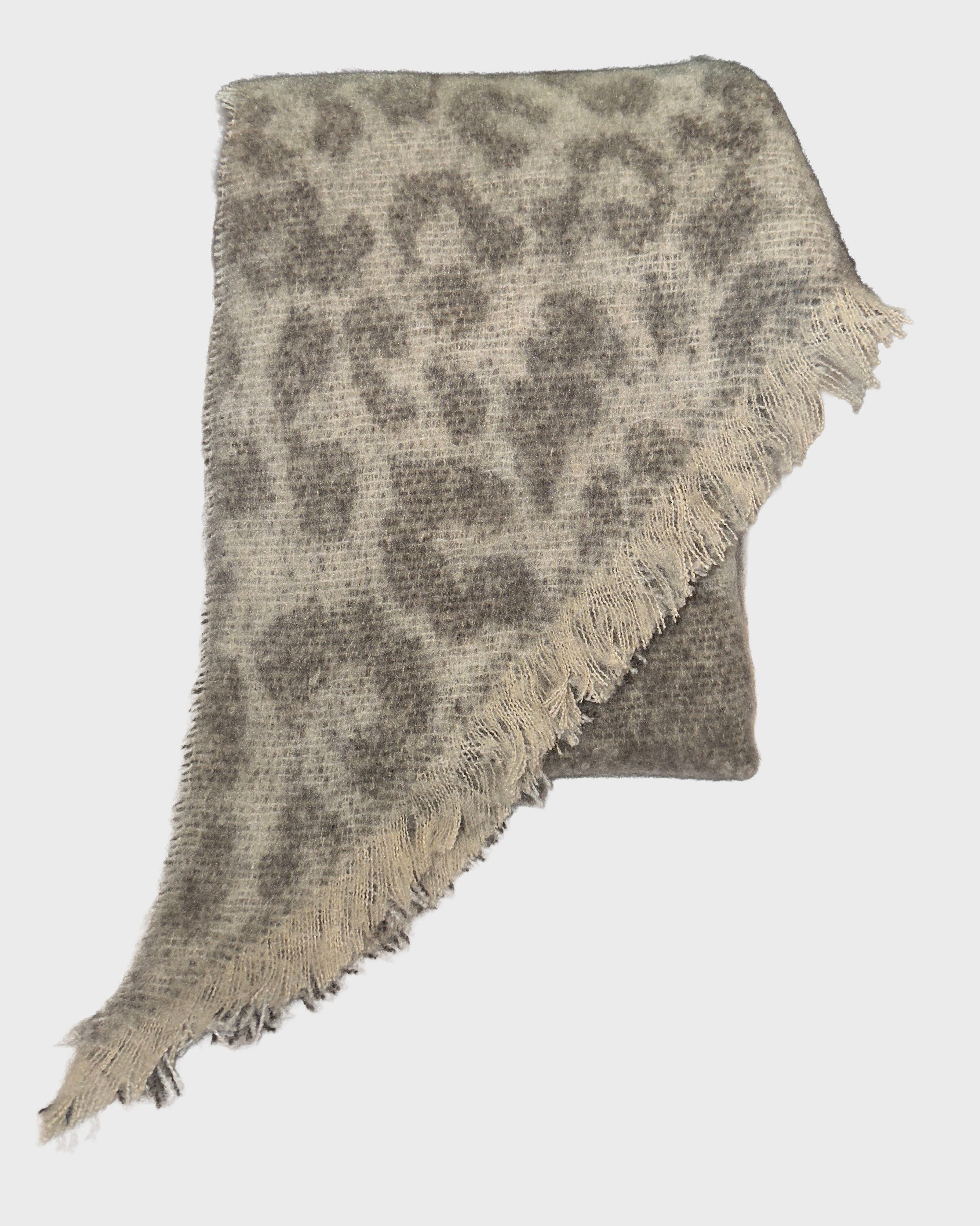 DIAGONAL LEOPARD BLOCK SCARF
