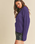 DIAGONAL CABLE KNIT SWEATER