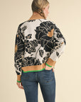 FLORAL 1/2 ZIP SWEATER