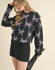 BOW PRINT SWEATER