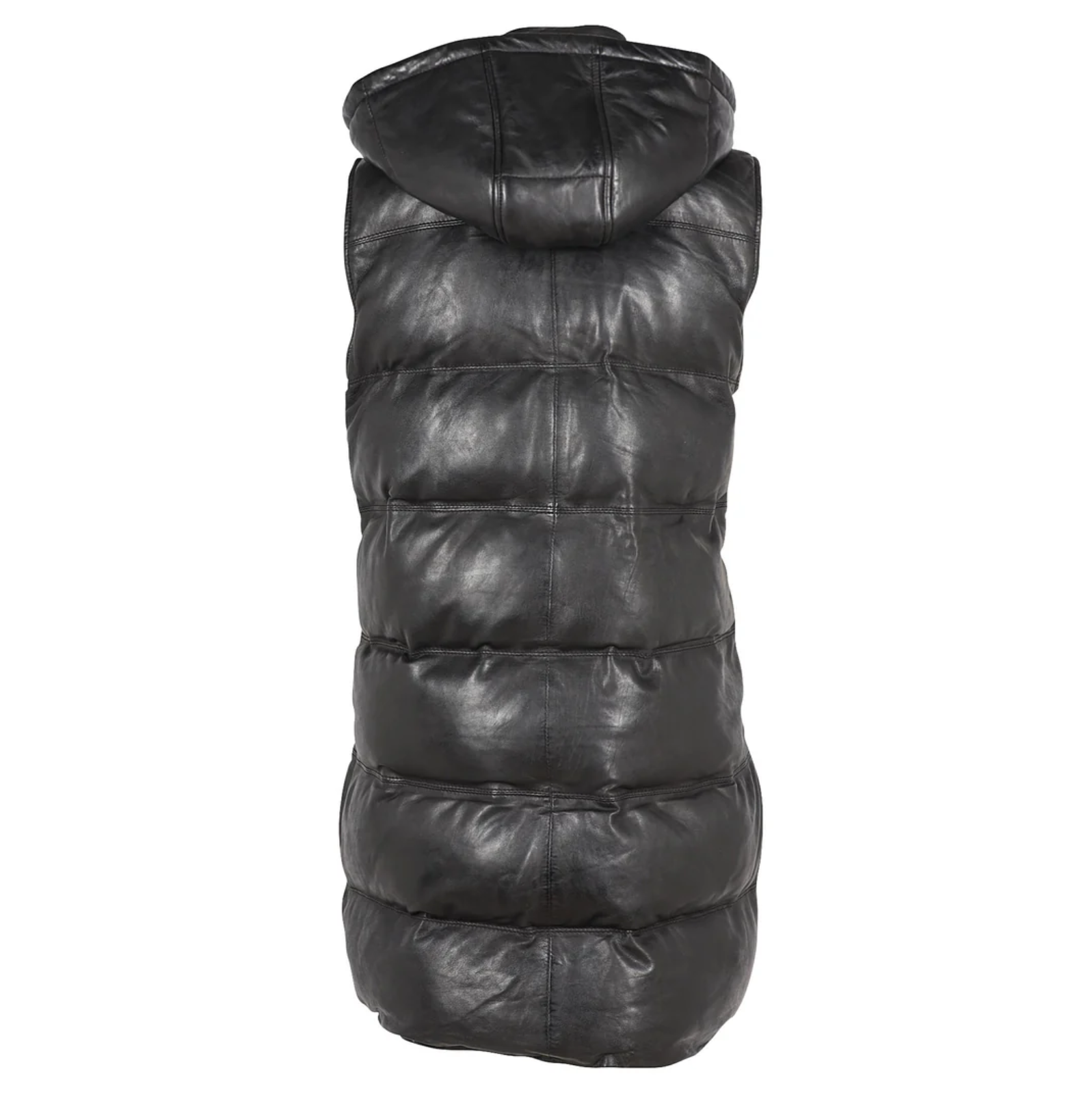 VEO LONG LEATHER PUFFER VEST