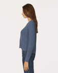 DISTRESSED SCALLOP SHAKER SWEATER