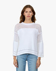 BOXY CREW NECK SWEATER WITH MESH YOKE