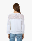 BOXY CREW NECK SWEATER WITH MESH YOKE