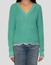 TIPPED SCALLOP SHAKER V-NECK SWEATER