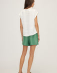 NATALIA SATIN & SLUB JERSEY V-NECK TEE