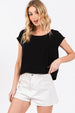 LINEN BLEND SHORT SLEEVE POPOVER TOP