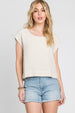 LINEN BLEND SHORT SLEEVE POPOVER TOP