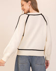 CONTRAST TRIM SWEATER
