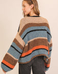 MIXED STRIPE OPEN CARDIGAN