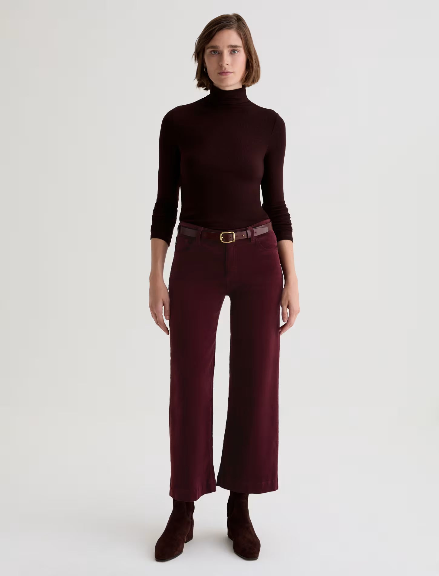 SAIGE WIDE LEG CROP CORDUROY IN WINERY