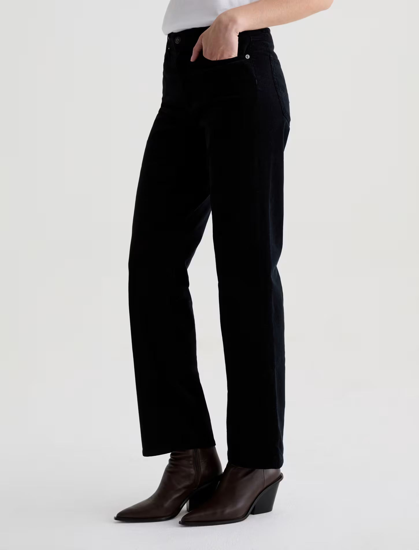 BRINLEY CORDUROY MID-RISE STRAIGHT IN SUPER BLACK