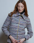 SPACE DYE BASKETWEAVE ZIP FRONT SWEATER JACKET