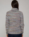 SPACE DYE BASKETWEAVE ZIP FRONT SWEATER JACKET