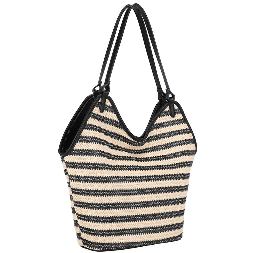 STRIPED WOVEN TOTE BAG